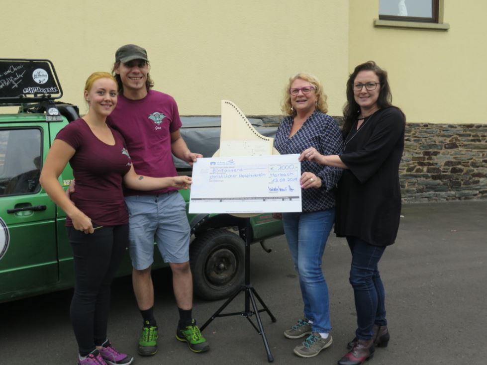 Spendenübergabe, Michelle Maurer, Jan Hasse, Team General Green, Christlicher Hospizverein Morbach e.V., Ambulantes Hospiz Morbach