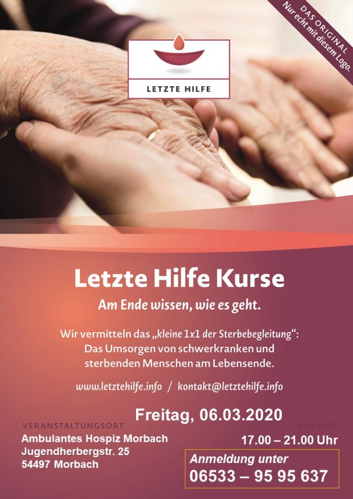 Letzte Hilfe Kurs Ambulantes Hospiz Morbach Christlicher Hospizverein Morbach e.V. Plakat