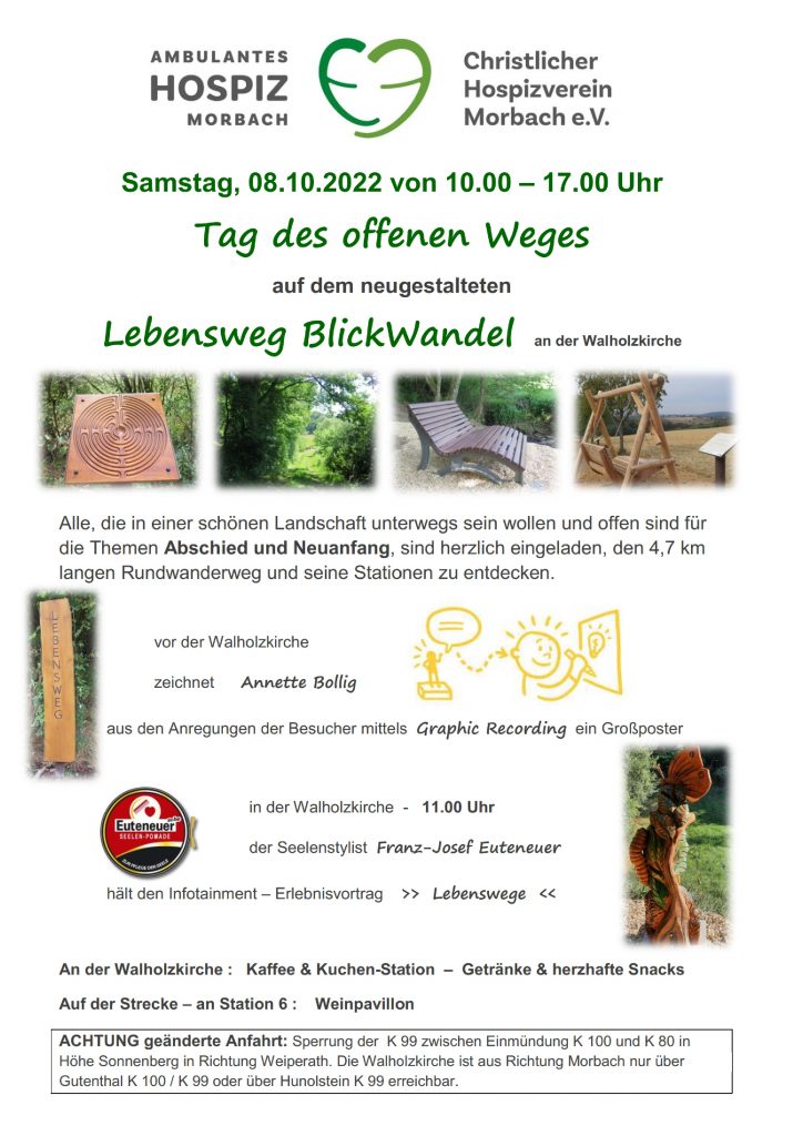 Plakat zum Tag des offenen Weges vom Christlichen Hospizverein Morbach e.V. und Ambulanten Hospiz Morbach