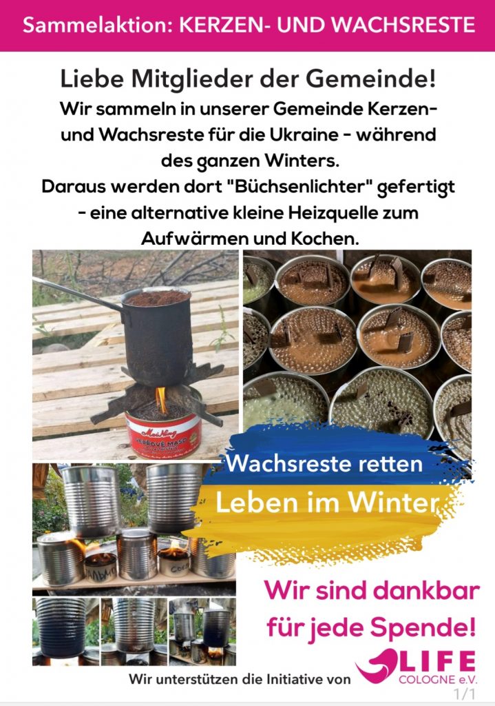 Sammelaktion Wachsreste retten Leben von Life Cologne